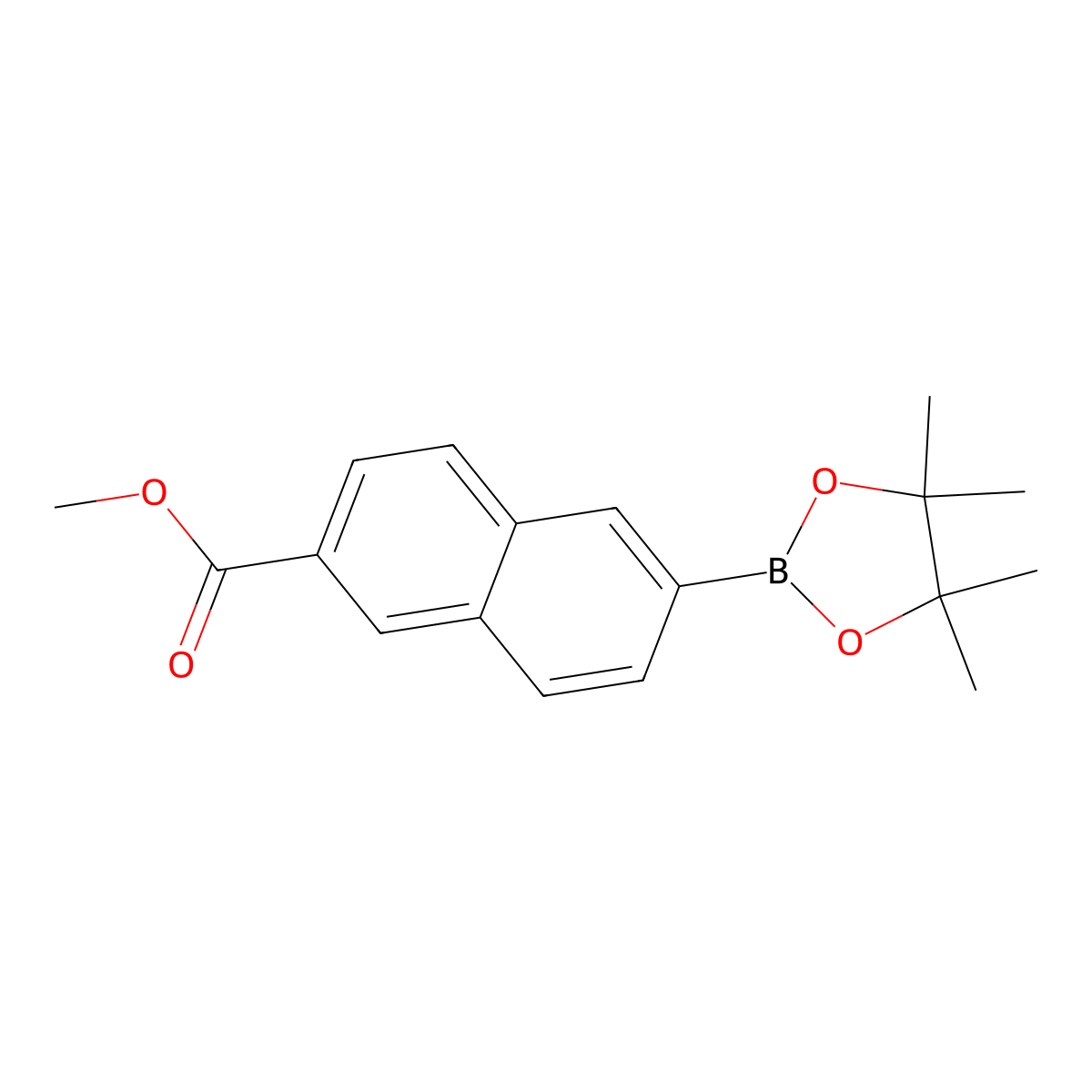 Methyl 6-(tetramethyl-1,3,2-dioxaborolan-2-yl)naphthalene-2-carboxylate molecular structure, CAS 736989-93-8