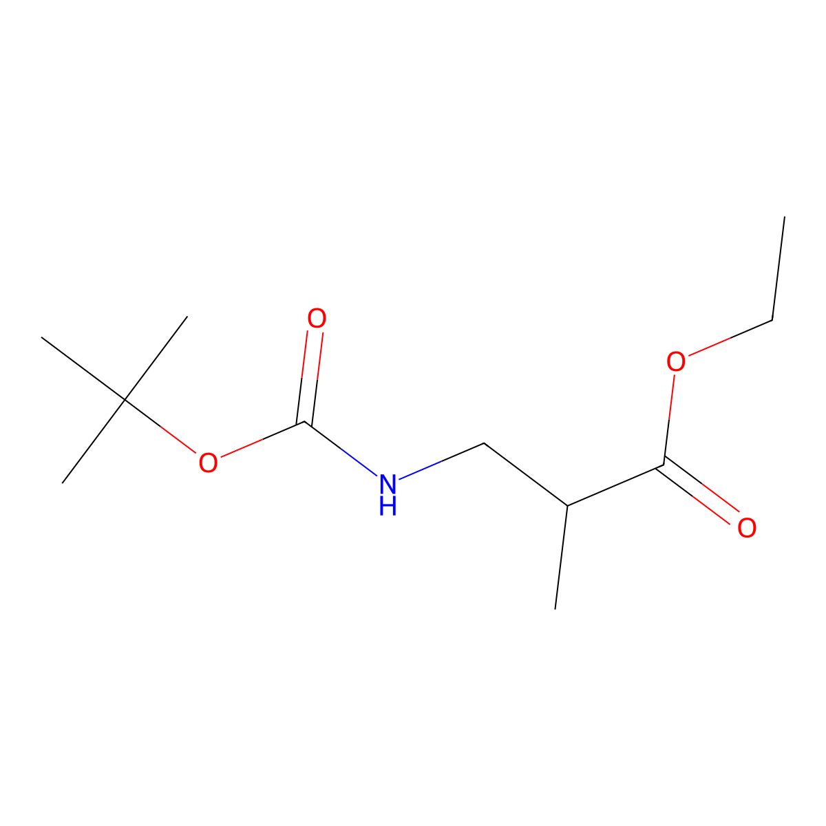 Ethyl 3-((tert-butoxycarbonyl)amino)-2-methylpropanoate molecular structure, CAS 736990-20-8