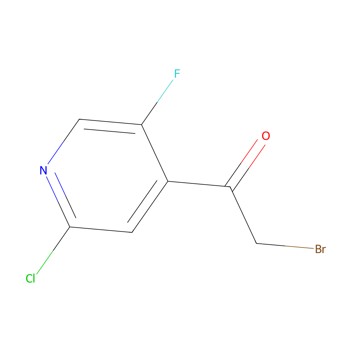 2-Bromo-1-(2-chloro-5-fluoro-4-pyridinyl)ethanone molecular structure, CAS 736990-32-2