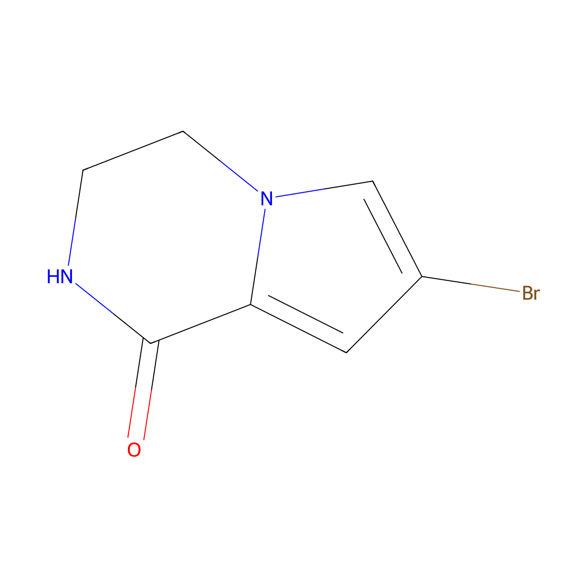 7-bromo-1H,2H,3H,4H-pyrrolo(1,2-a)pyrazin-1-one molecular structure, CAS 736990-40-2