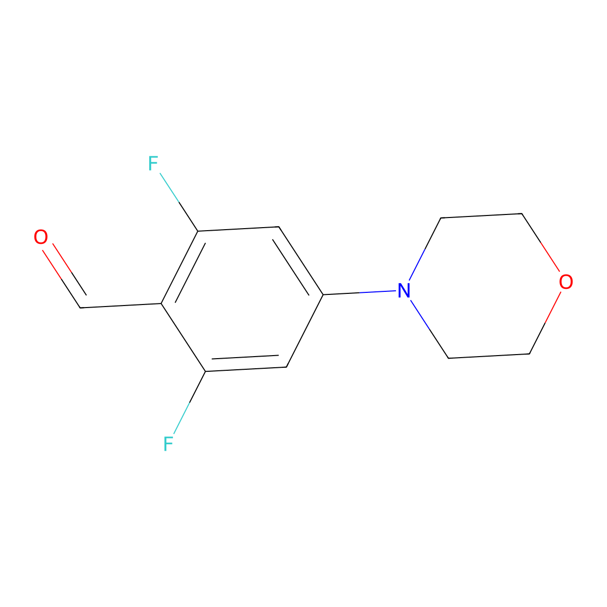 2,6-Difluoro-4-morpholinobenzaldehyde molecular structure, CAS 736991-32-5