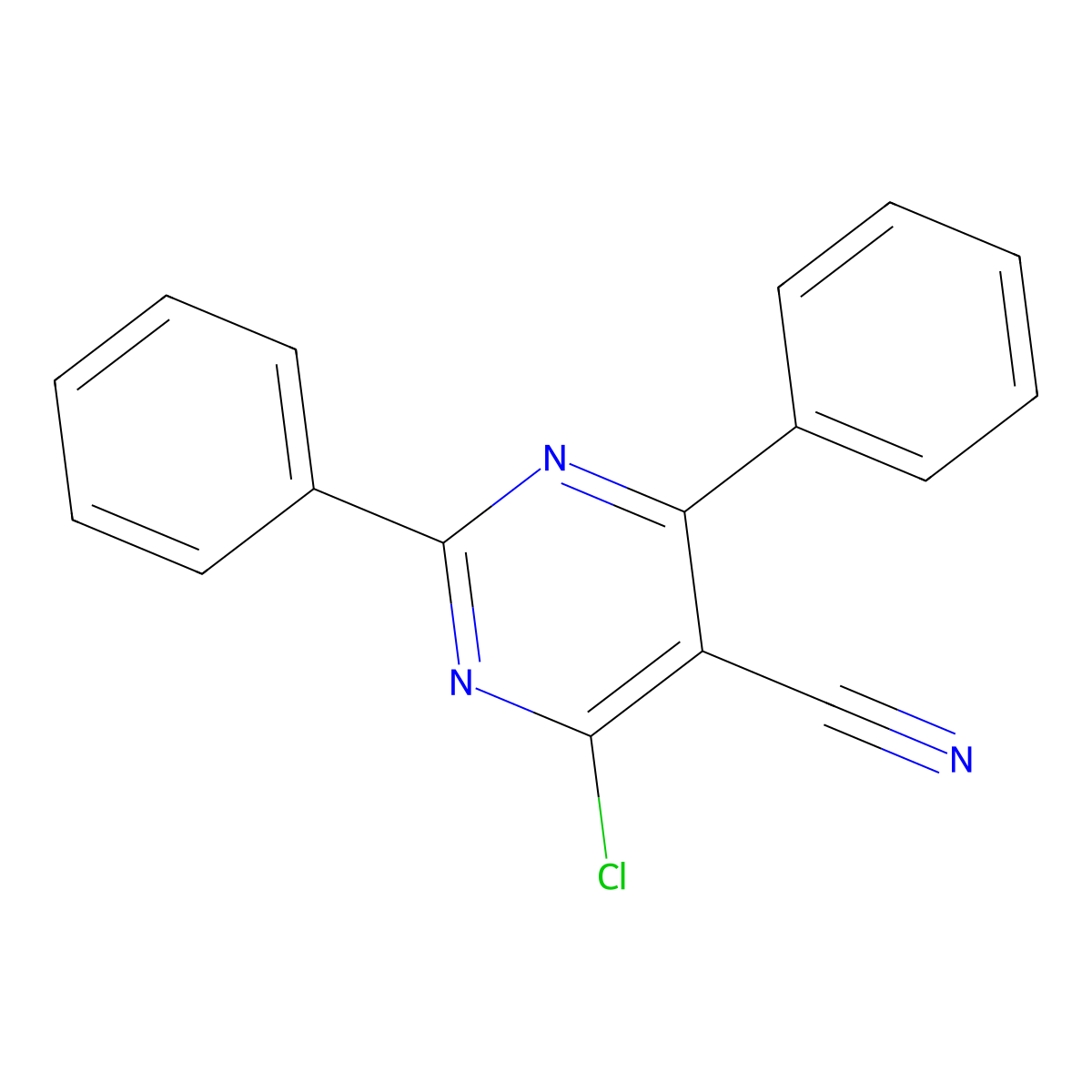 4-Chloro-2,6-diphenylpyrimidine-5-carbonitrile molecular structure, CAS 737-53-1