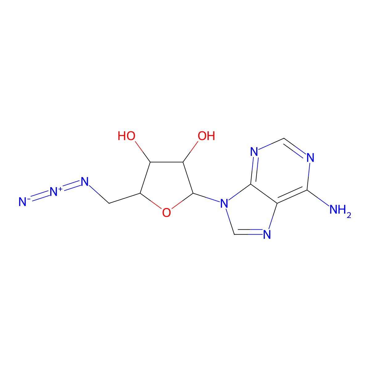 2-(6-Aminopurin-9-yl)-5-(azidomethyl)oxolane-3,4-diol molecular structure, CAS 737-76-8
