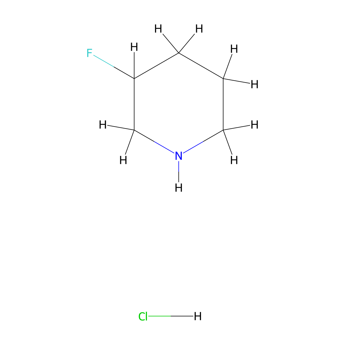 3-Fluoropiperidine HCl molecular structure, CAS 737000-77-0