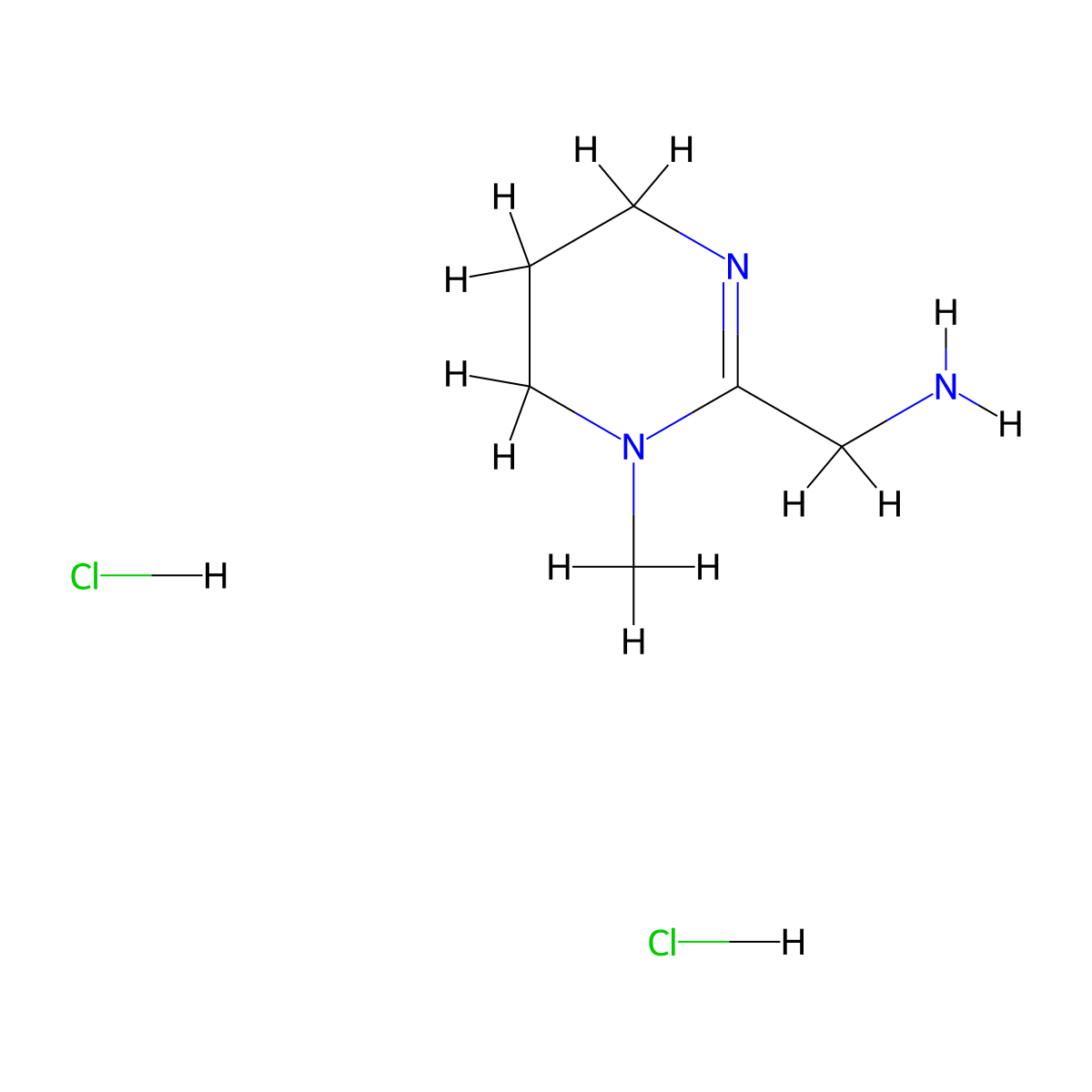 (1-Methyl-1,4,5,6-tetrahydropyrimidin-2-yl)methanamine dihydrochloride molecular structure, CAS 73706-72-6