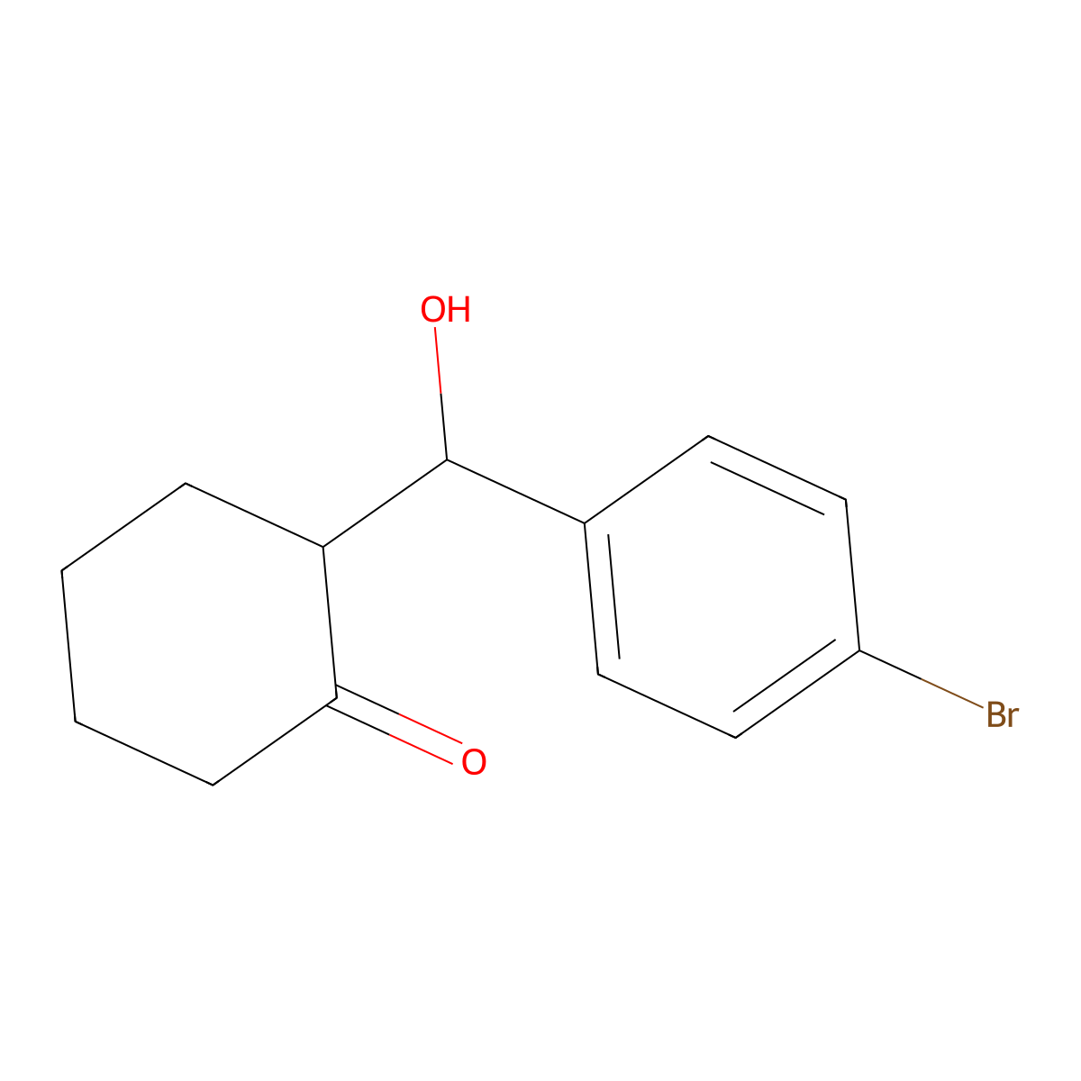 Cyclohexanone, 2-[(4-bromophenyl)hydroxymethyl]- molecular structure, CAS 73709-54-3