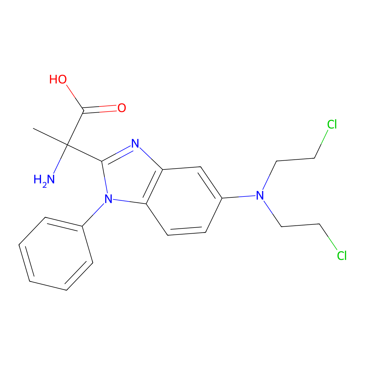 Alanine, 2-(5-(bis(2-chloroethyl)amino)-1-phenyl-2-benzimidazolyl)- molecular structure, CAS 73712-01-3