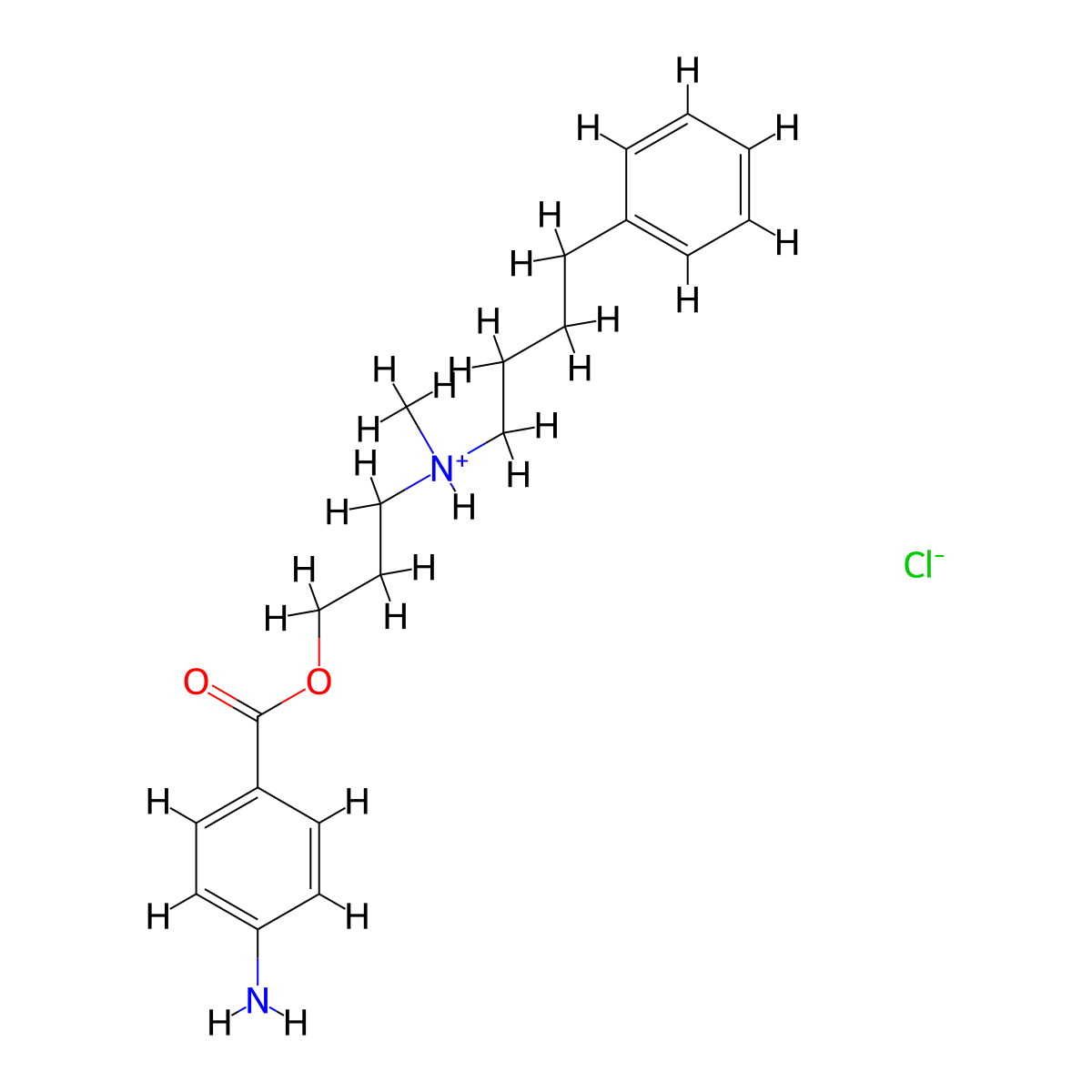 Benzoic acid, p-amino-, 3-(N-methyl-N-(4-phenylbutyl)amino)propyl ester, hydrochloride molecular structure, CAS 73713-52-7