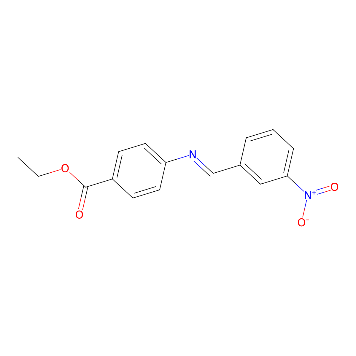 Ethyl 4-((3-nitrophenyl)methylideneamino)benzoate molecular structure, CAS 73713-67-4