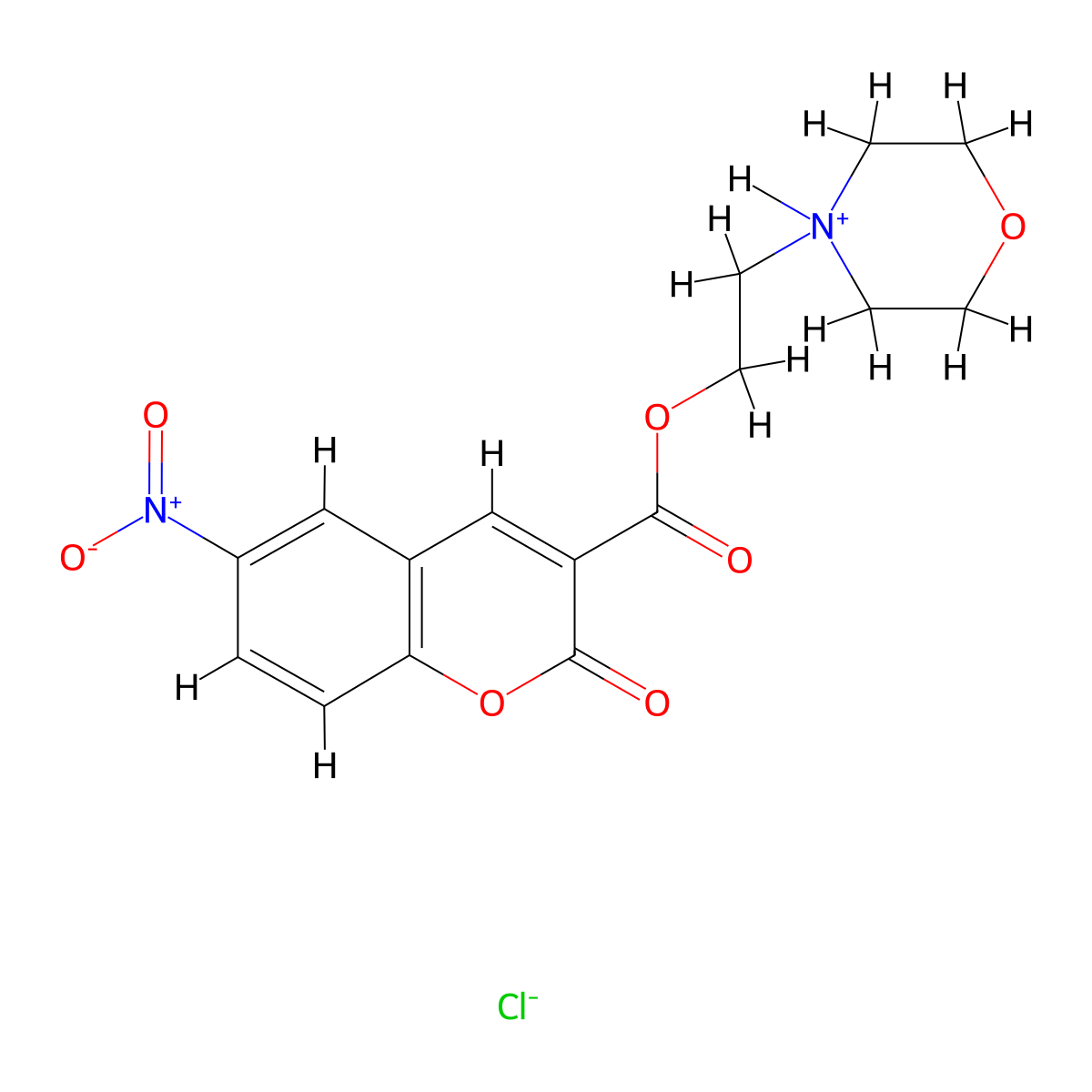 2-(Morpholin-4-yl)ethyl 6-nitro-2-oxo-2H-1-benzopyran-3-carboxylate--hydrogen chloride (1/1) molecular structure, CAS 73713-72-1