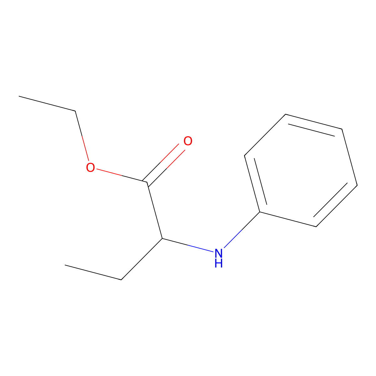 Ethyl 2-(phenylamino)butanoate molecular structure, CAS 73717-57-4