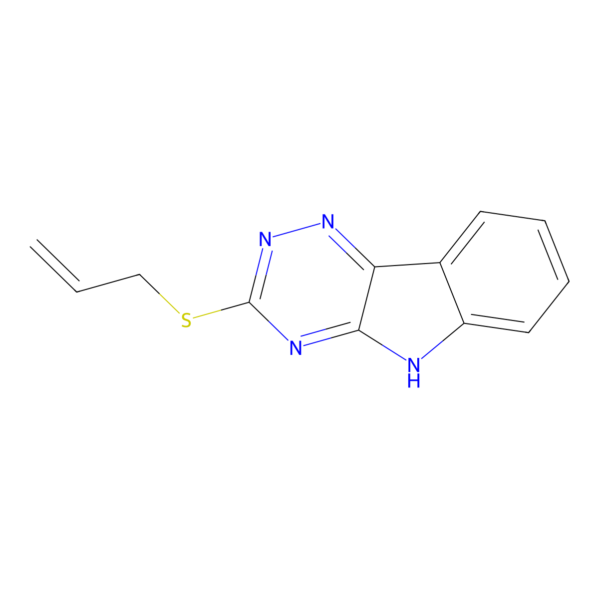 3-(prop-2-en-1-ylsulfanyl)-5H-[1,2,4]triazino[5,6-b]indole molecular structure, CAS 73718-25-9