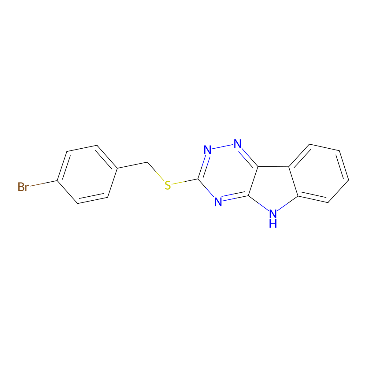3-[(4-bromophenyl)methylsulfanyl]-5H-[1,2,4]triazino[5,6-b]indole molecular structure, CAS 73718-27-1