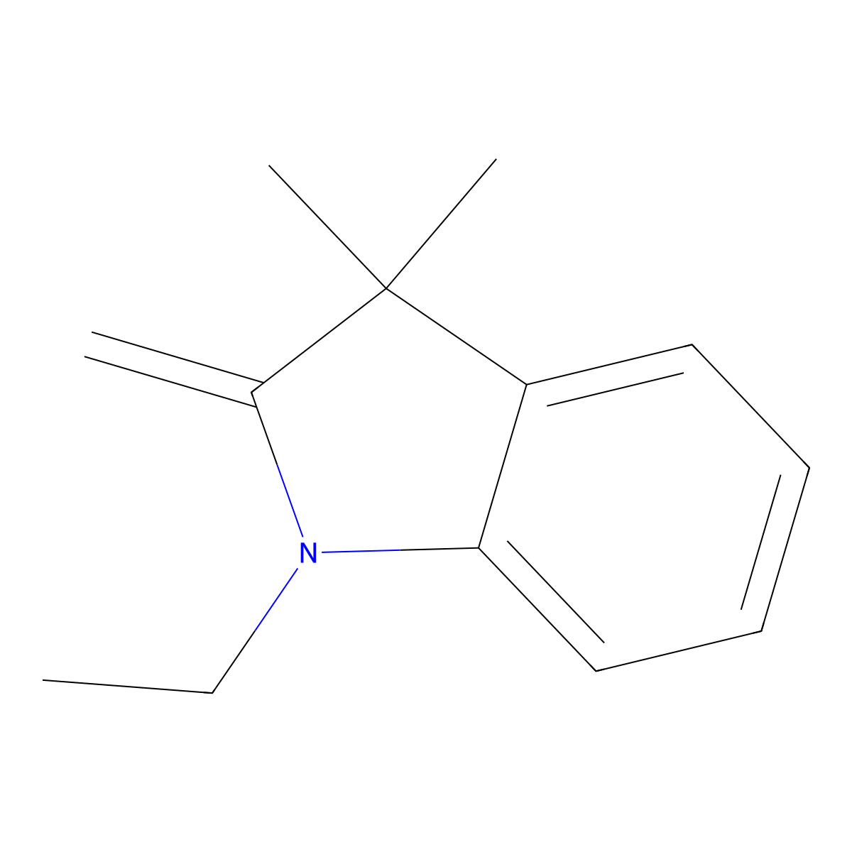 1-Ethyl-3,3-dimethyl-2-methylidene-2,3-dihydro-1H-indole molecular structure, CAS 73718-62-4