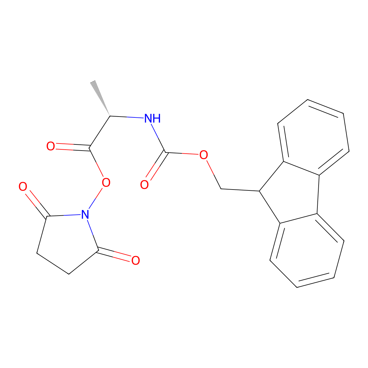2,5-Dioxopyrrolidin-1-yl N-(((9H-fluoren-9-yl)methoxy)carbonyl)-L-alaninate molecular structure, CAS 73724-40-0