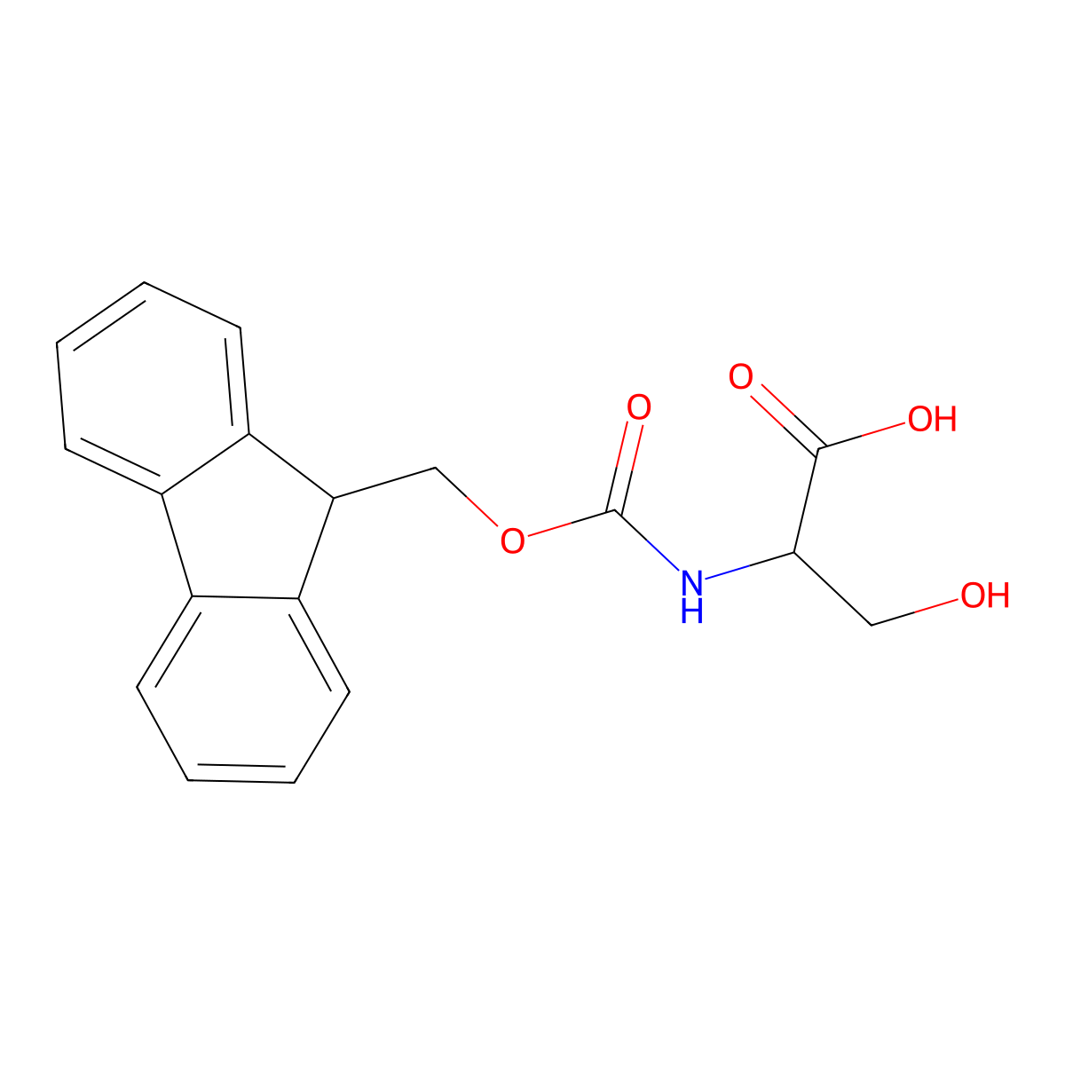 (2S)-2-({[(9H-fluoren-9-yl)methoxy]carbonyl}amino)-3-hydroxypropanoic acid molecular structure, CAS 73724-45-5