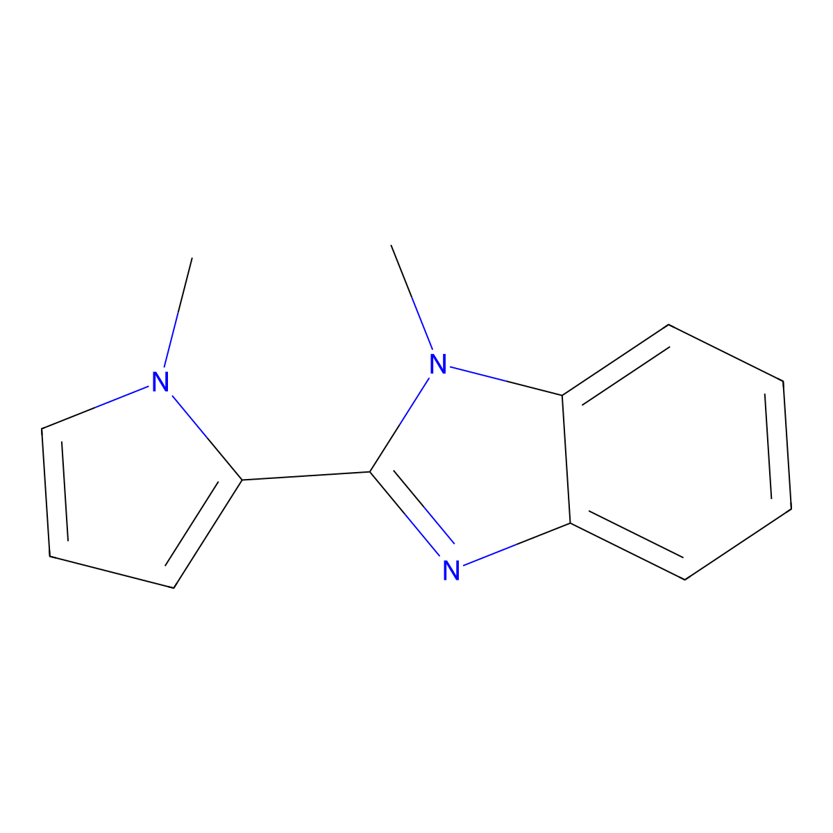 1-Methyl-2-(1-methylpyrrol-2-yl)benzimidazole molecular structure, CAS 73725-26-5