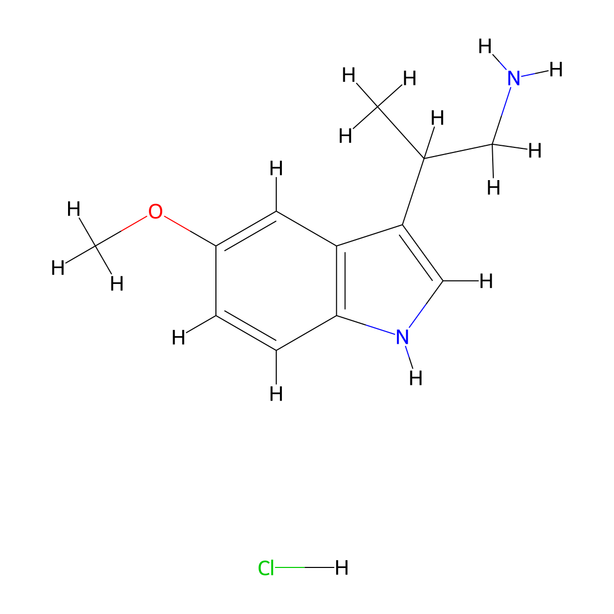 2-(5-methoxy-1H-indol-3-yl)propan-1-amine hydrochloride molecular structure, CAS 73726-65-5