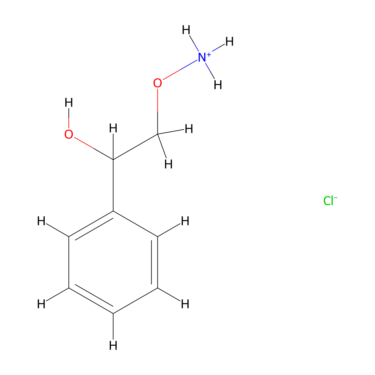 (2-Hydroxy-2-phenylethoxy)ammonium chloride molecular structure, CAS 73728-58-2