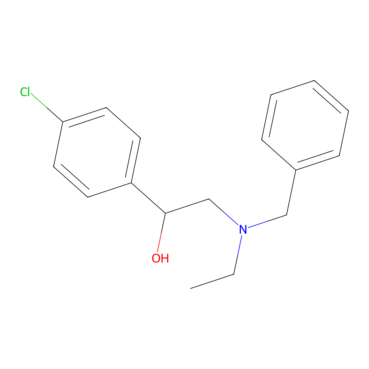 Benzyl alcohol, p-chloro-alpha-(benzylethylamino)methyl- molecular structure, CAS 73728-59-3
