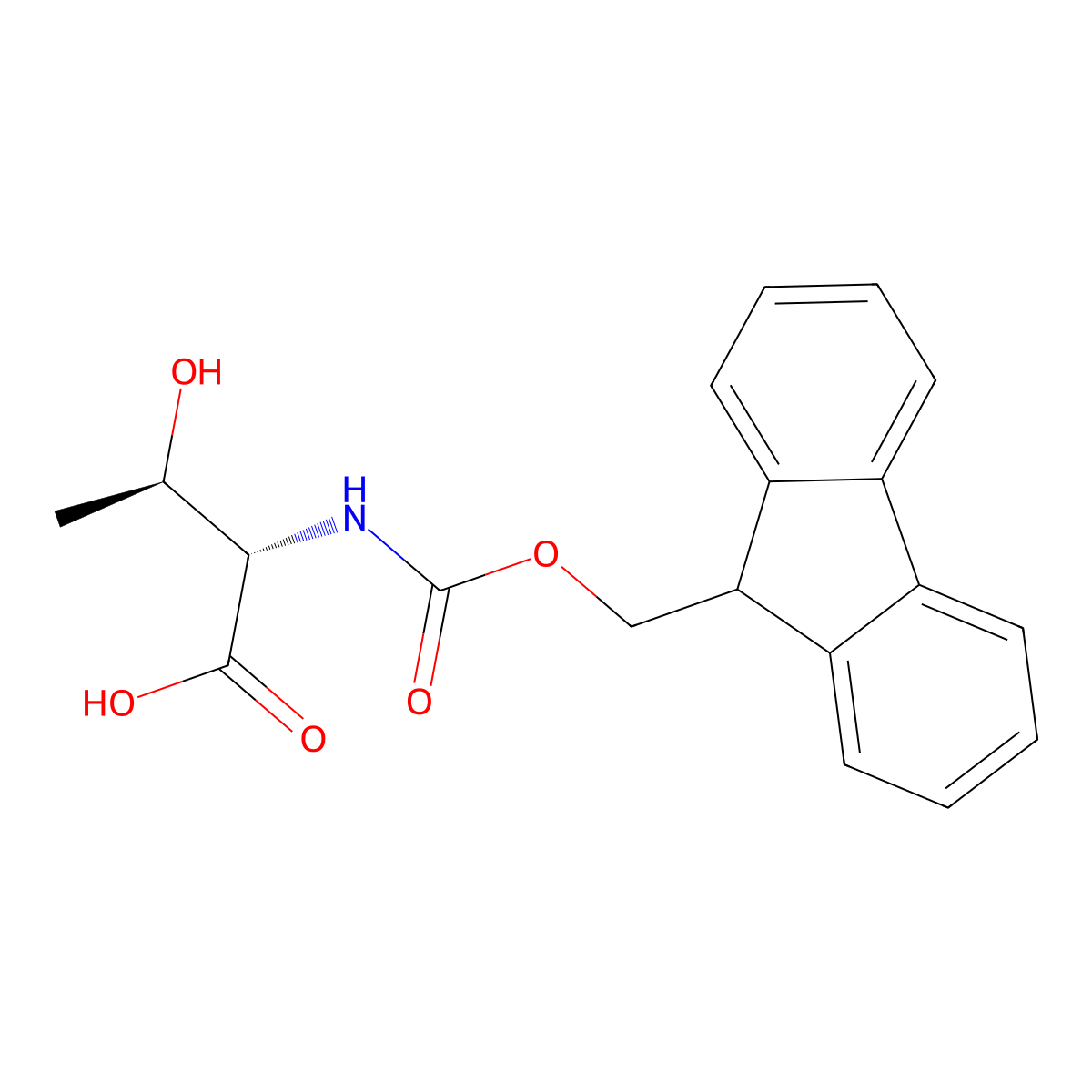 (2S,3R)-2-((((9H-fluoren-9-yl)methoxy)carbonyl)amino)-3-hydroxybutanoic acid molecular structure, CAS 73731-37-0