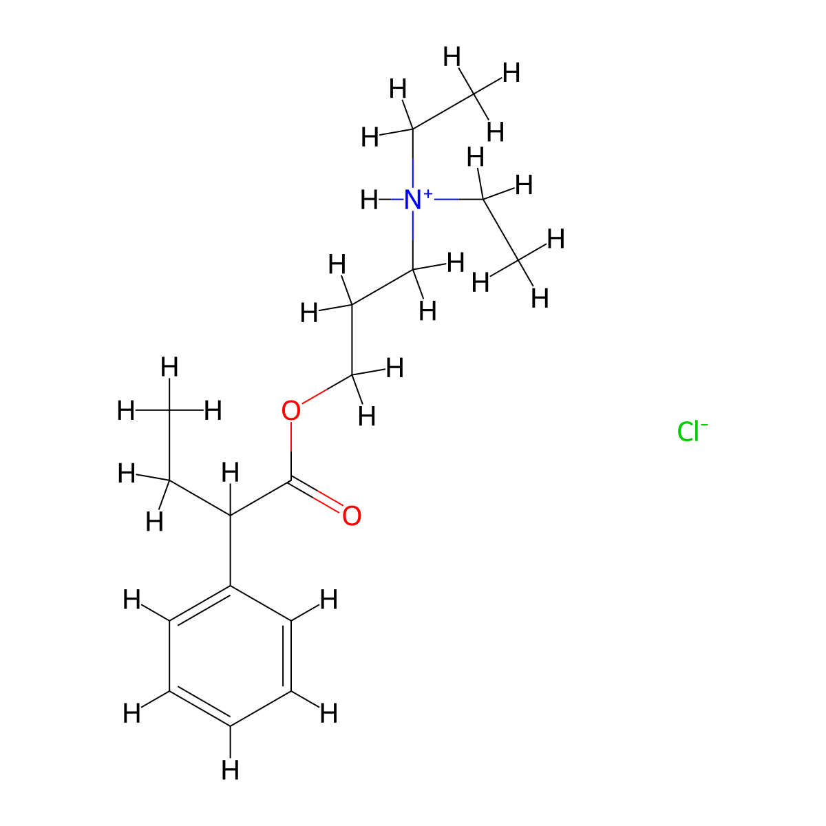 3-(Diethylamino)propyl 2-phenylbutanoate--hydrogen chloride (1/1) molecular structure, CAS 73747-23-6