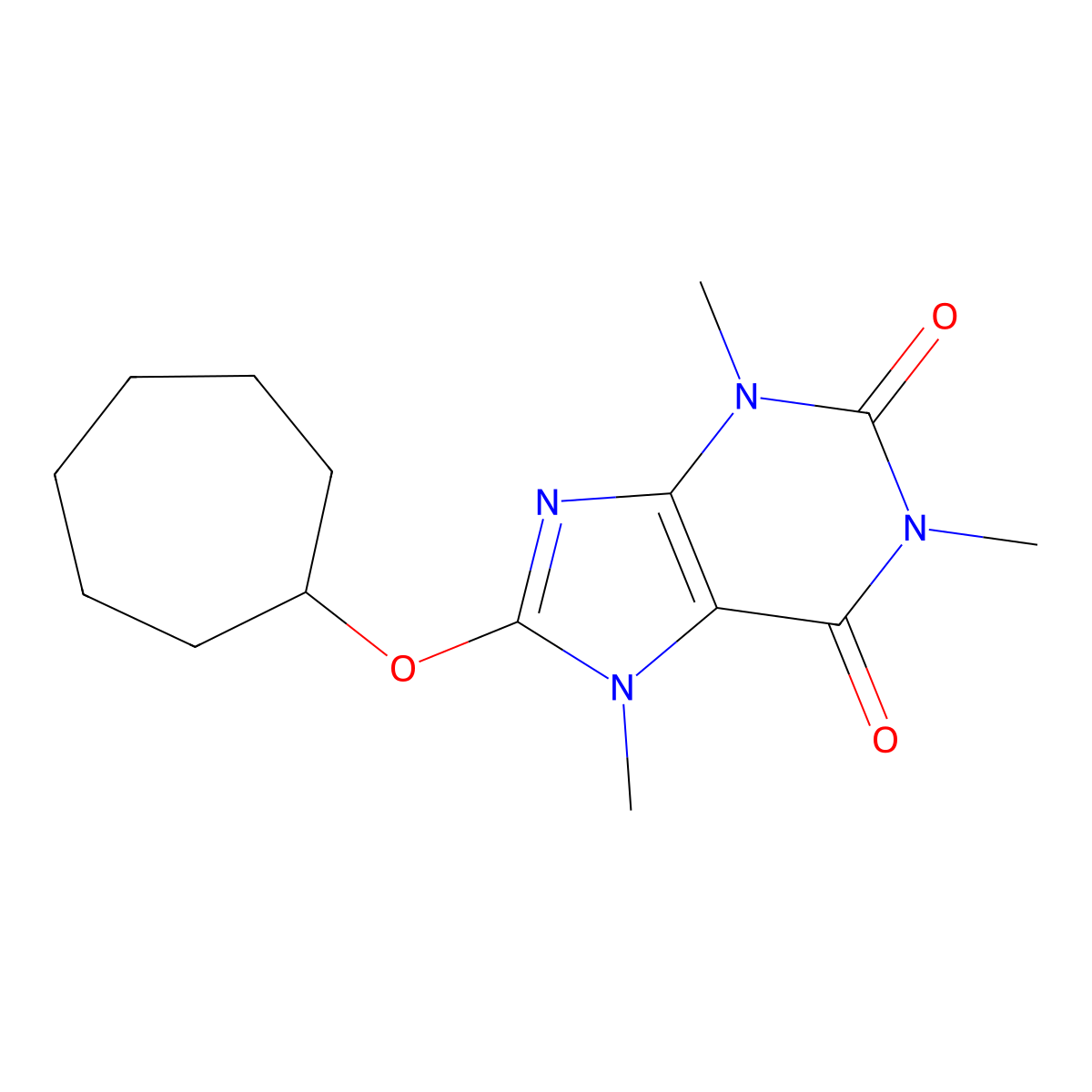 8-(Cycloheptyloxy)-caffeine molecular structure, CAS 73747-31-6