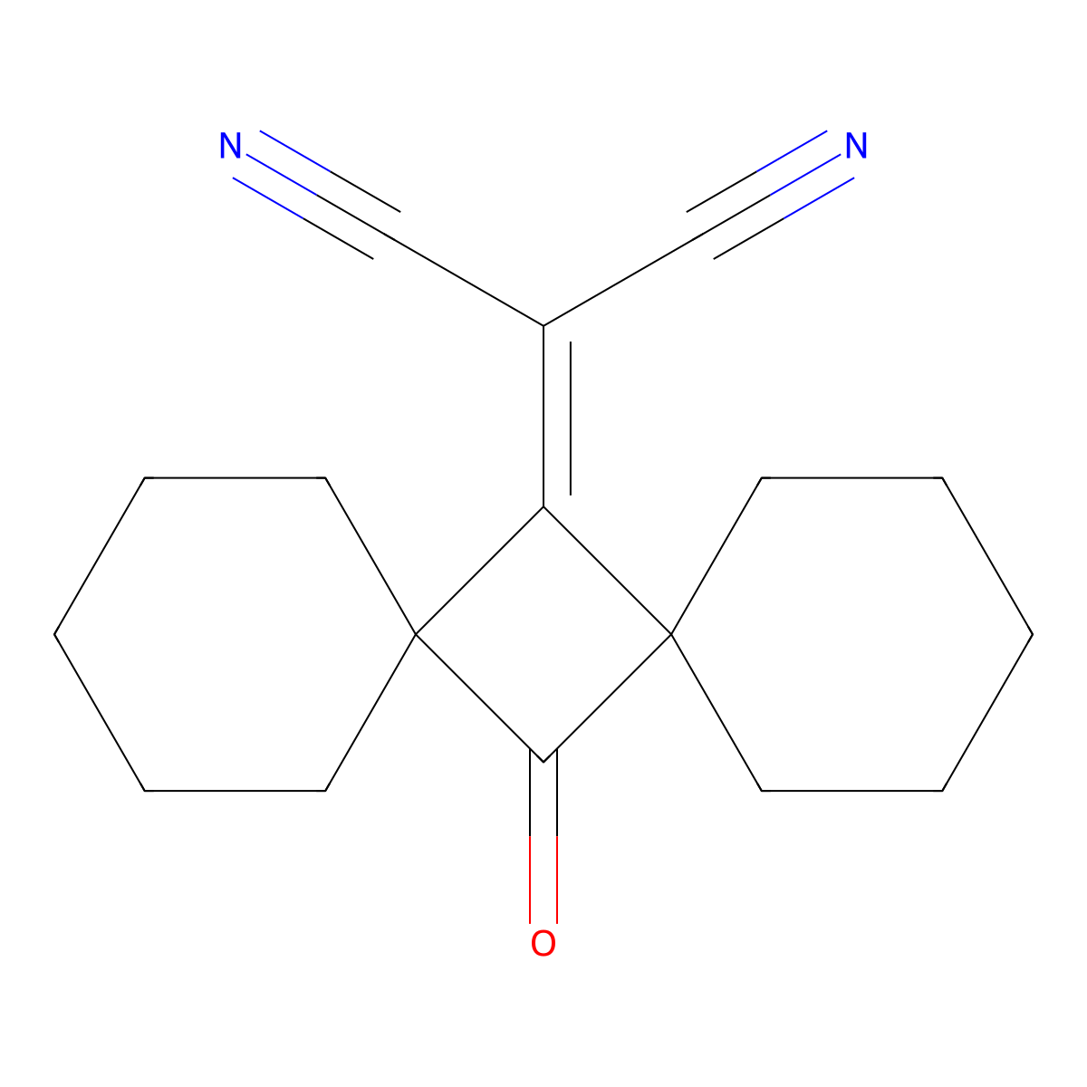 Malononitrile, (7-oxo-14-dispiro(5.1.5.1)tetradecanylidene)- molecular structure, CAS 73747-72-5