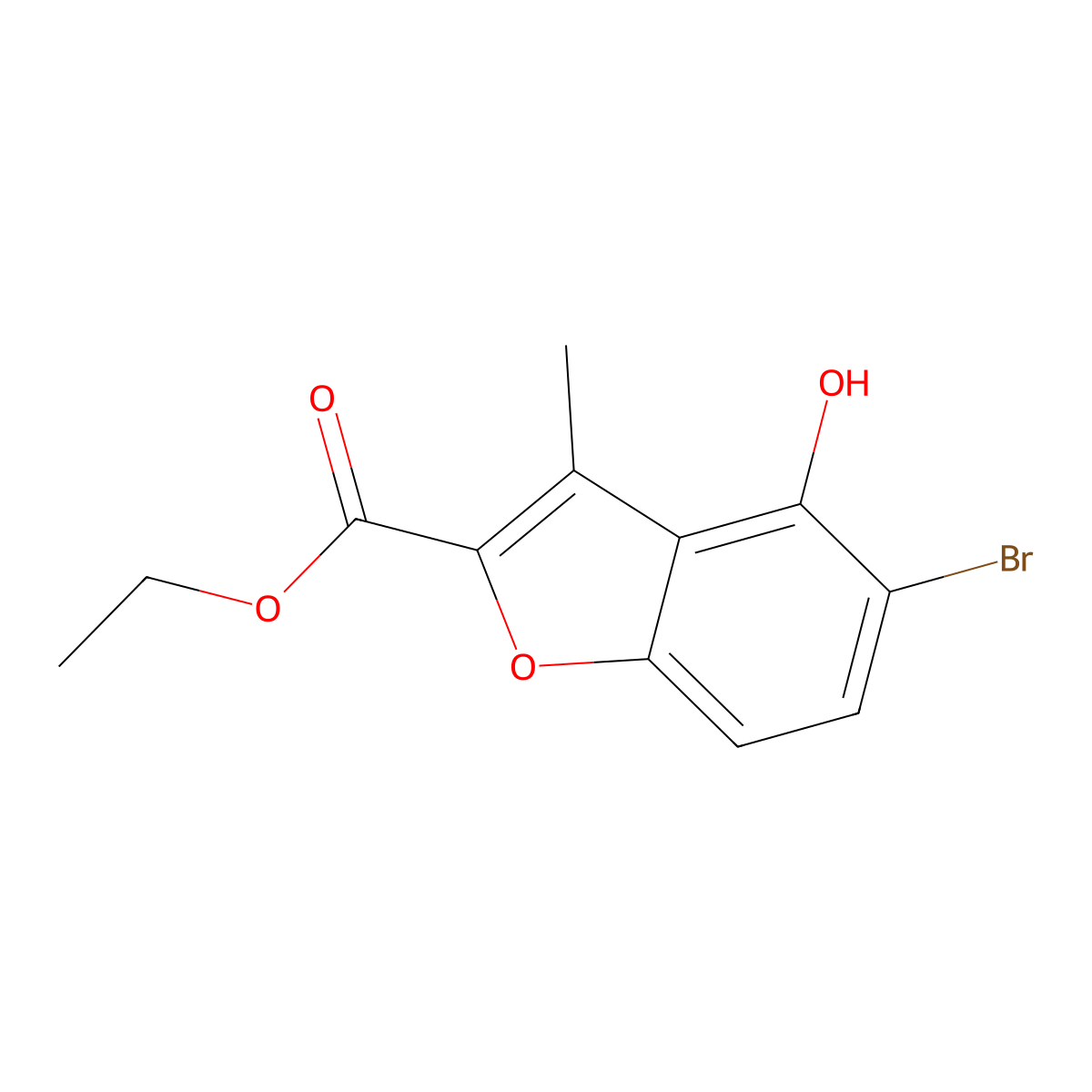 5-Bromo-4-hydroxy-3-methyl-benzofuran-2-carboxylic acid ethyl ester molecular structure, CAS 73751-11-8
