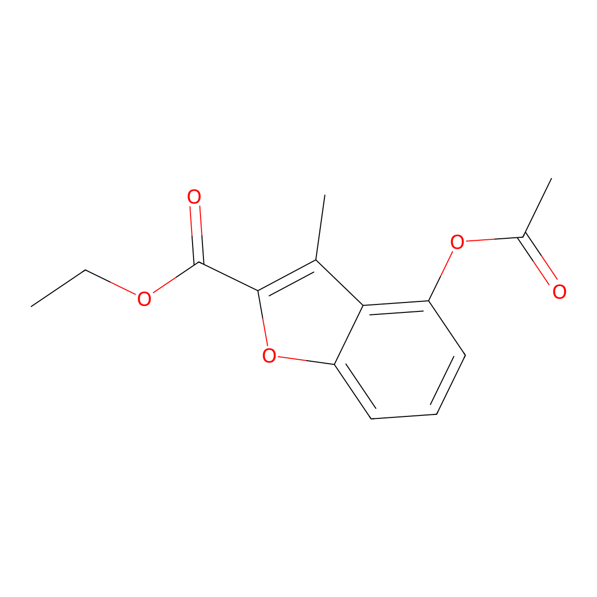 Ethyl 4-(acetyloxy)-3-methyl-1-benzofuran-2-carboxylate molecular structure, CAS 73751-12-9