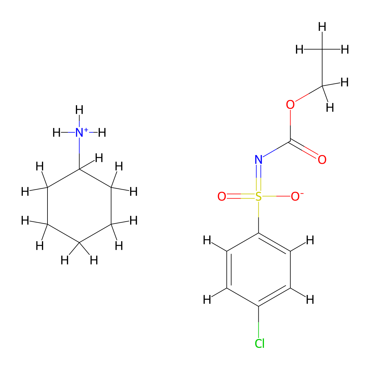 carbamic acid, n-(p-chlorobenzenesulfonyl), ethyl ester, cyclohexylamine salt molecular structure, CAS 73758-16-4