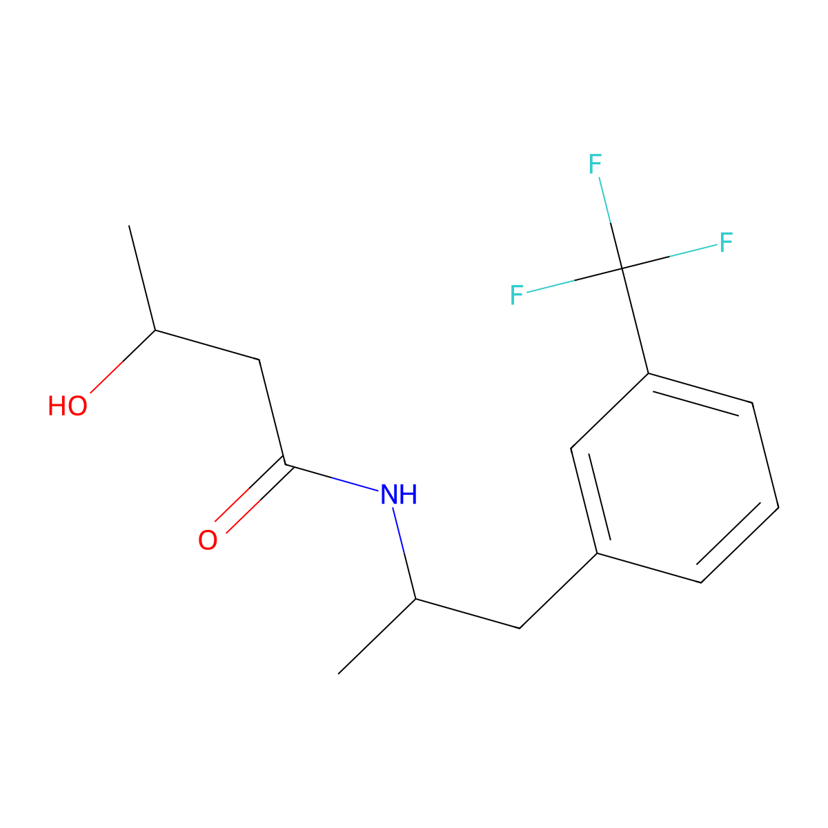 Butyramide, 3-hydroxy-N-(alpha-methyl-m-trifluoromethylphenethyl)- molecular structure, CAS 73758-50-6