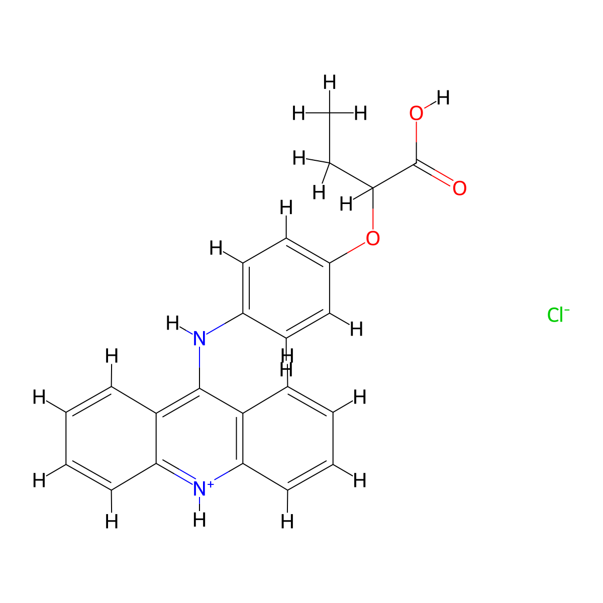 Butyric acid, 2-(p-(9-acridinylamino)phenoxy)-, dihydrate molecular structure, CAS 73758-51-7