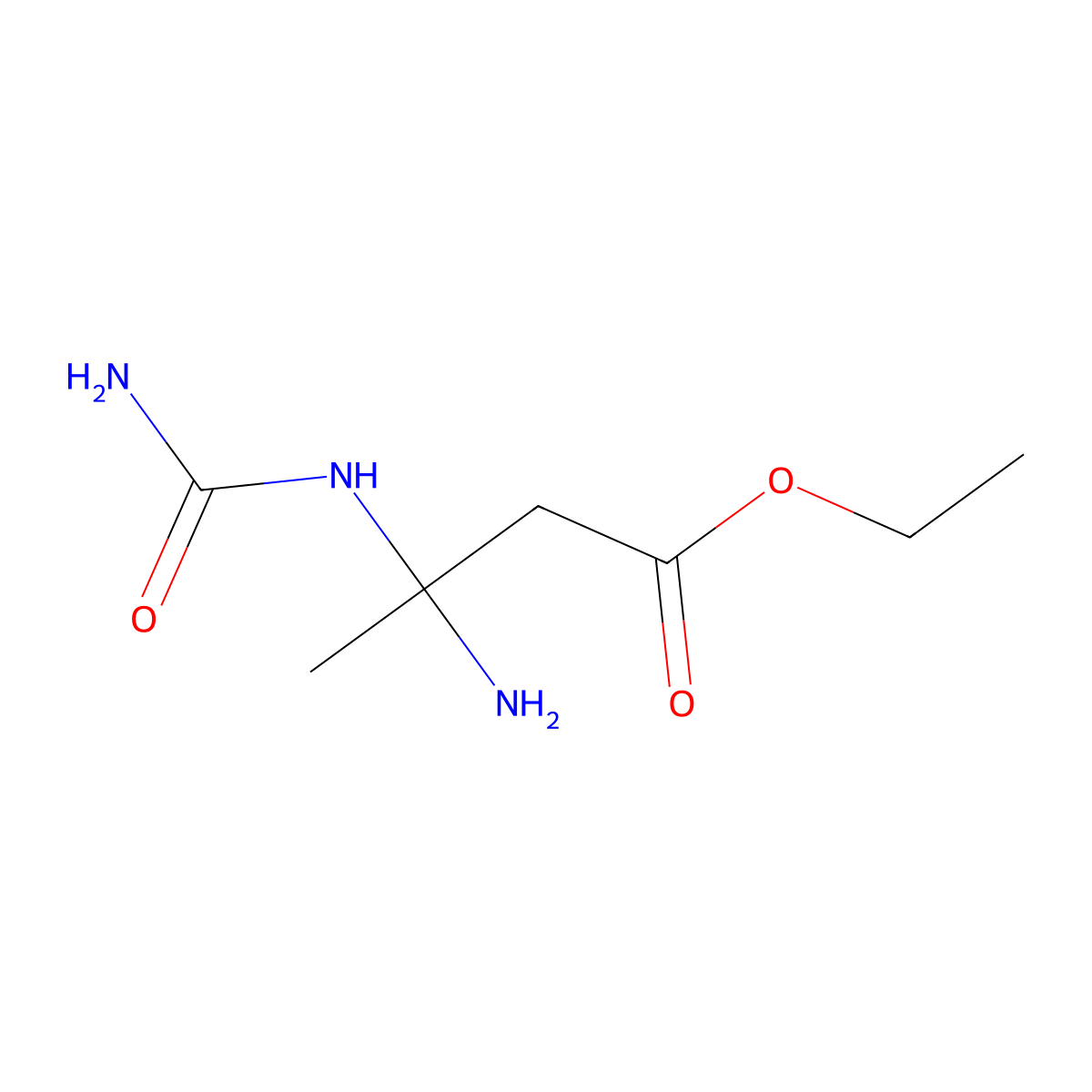 Ethyl 3-amino-3-[(aminocarbonyl)amino]butyrate molecular structure, CAS 73758-52-8