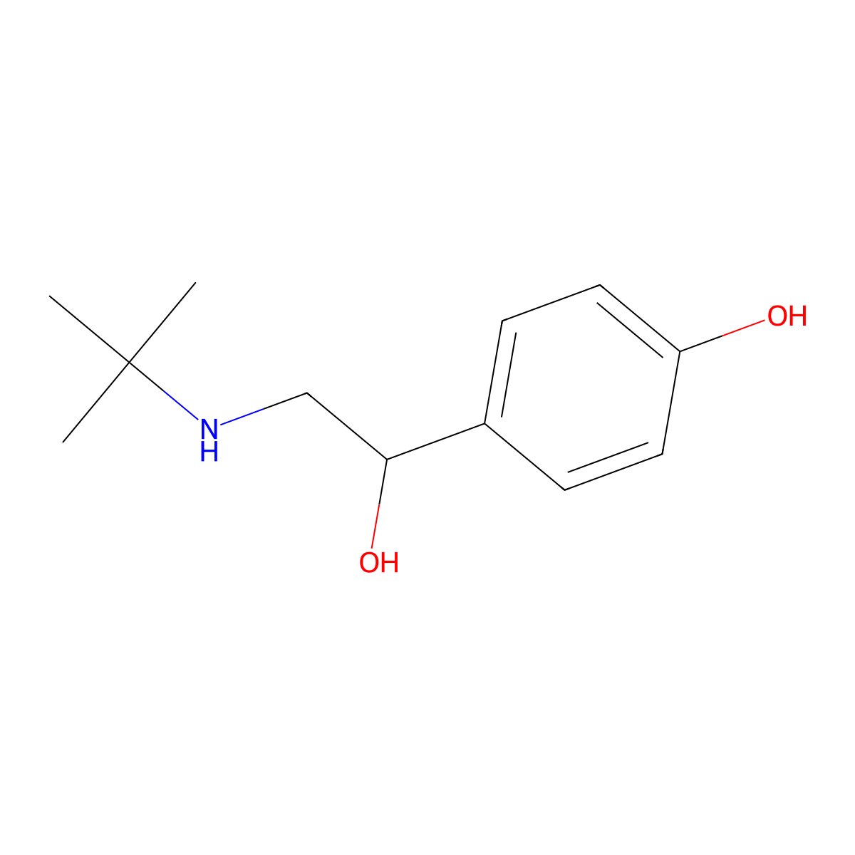 alpha-(((1,1-Dimethylethyl)amino)methyl)-4-hydroxybenzenemethanol molecular structure, CAS 7376-67-2