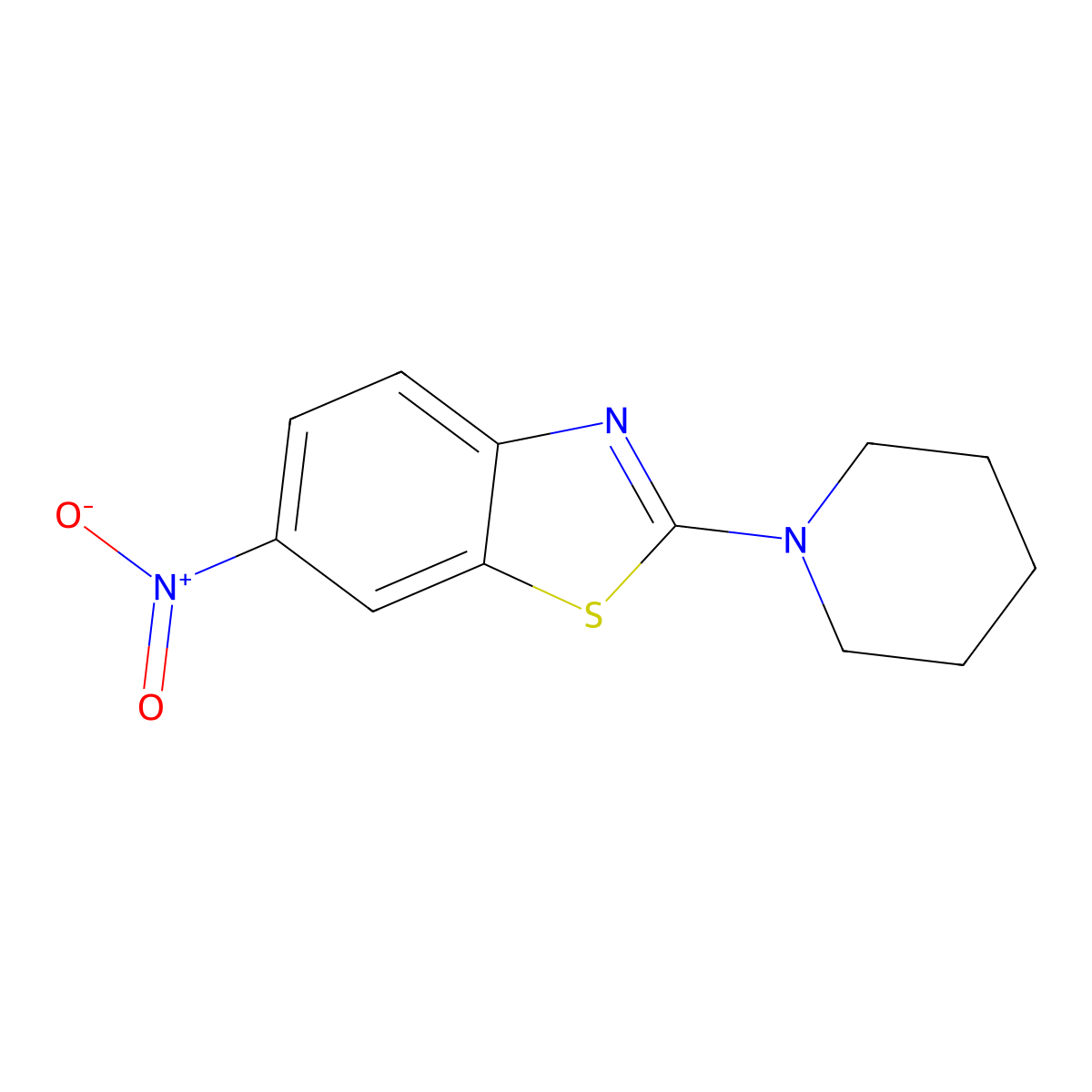 Benzothiazole, 6-nitro-2-(1-piperidinyl)- molecular structure, CAS 73761-38-3