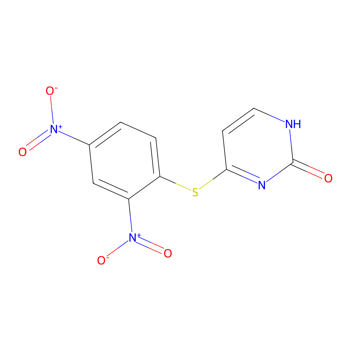 2(1H)-Pyrimidine, 4-((2,4-dinitrophenyl)thio)- molecular structure, CAS 73768-70-4