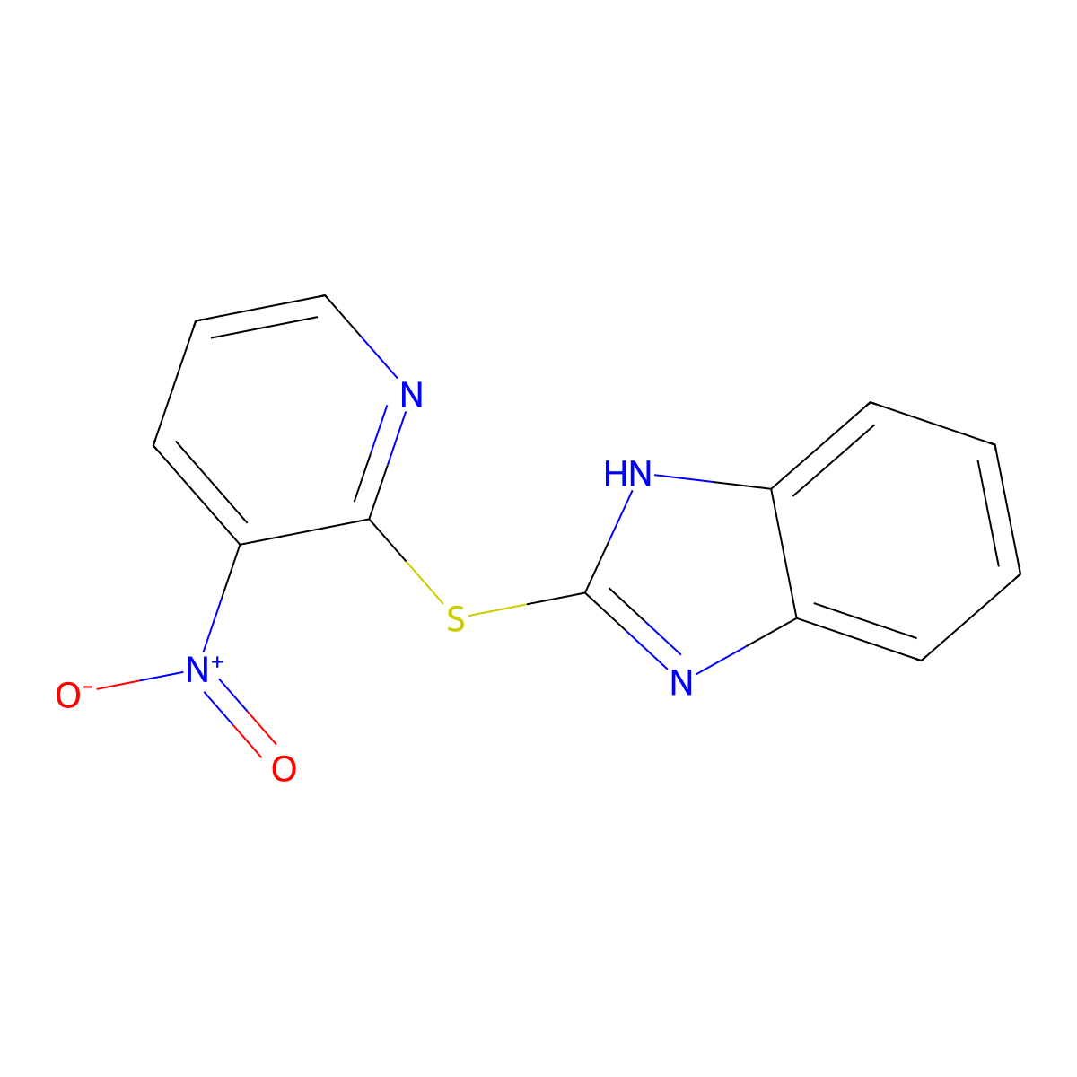 2-(3-nitropyridin-2-yl)sulfanyl-1H-benzimidazole molecular structure, CAS 73768-75-9