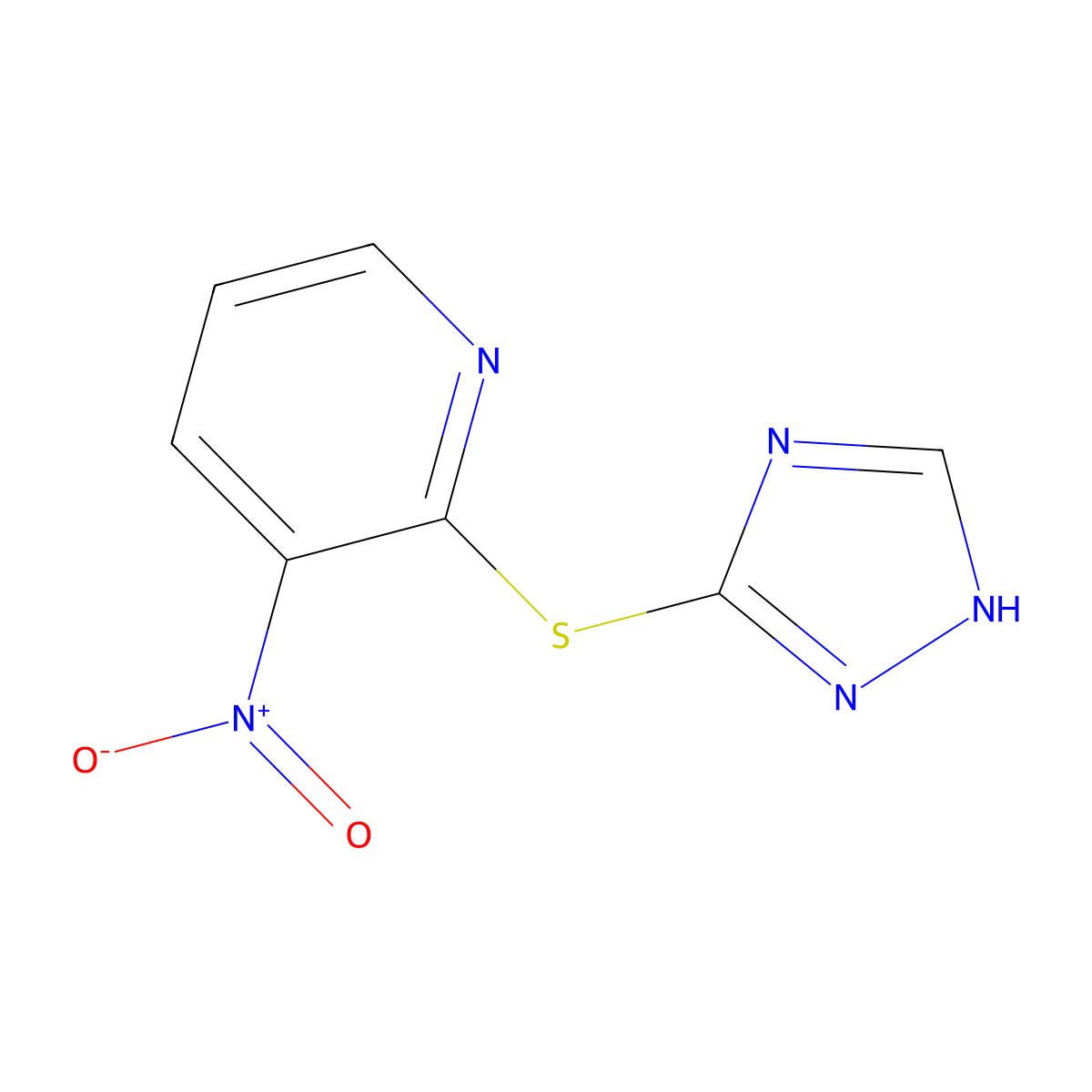 3-nitro-2-(1H-1,2,4-triazol-3-ylsulfanyl)pyridine molecular structure, CAS 73768-80-6