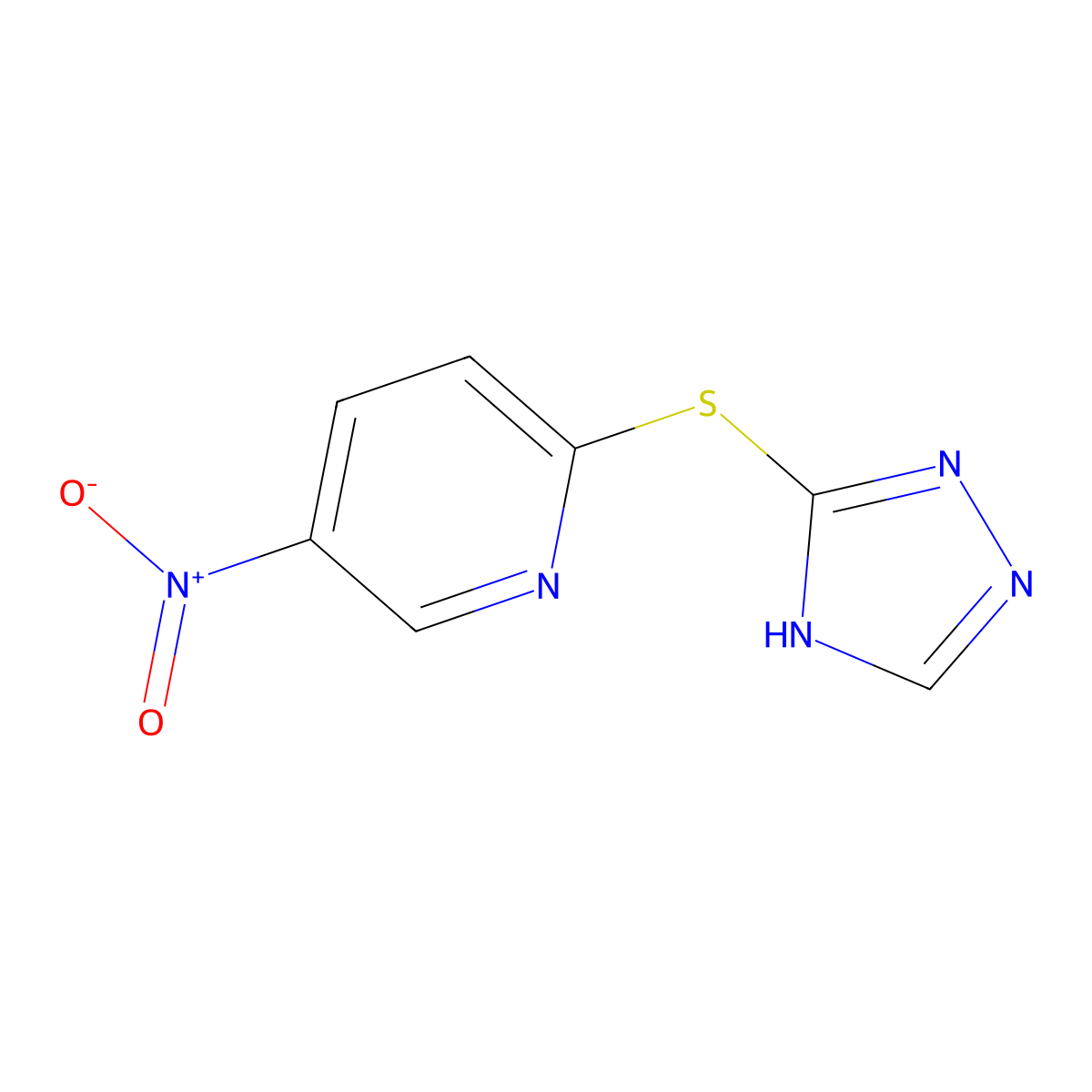 5-Nitro-2-(1H-1,2,4-triazol-5-ylthio)pyridine molecular structure, CAS 73768-81-7