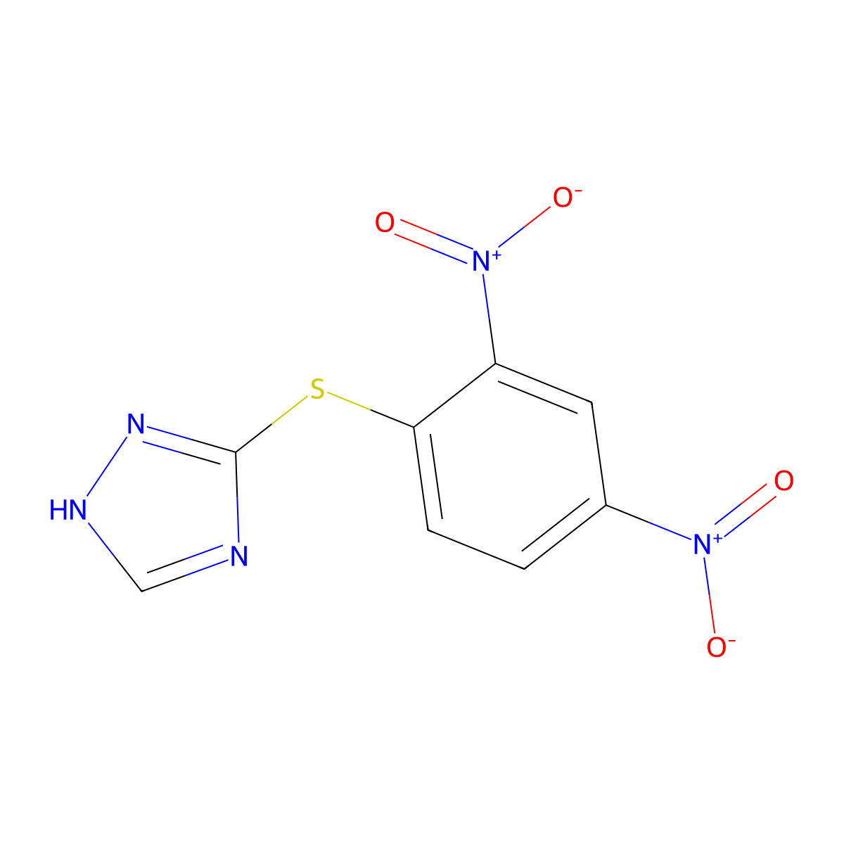 1H-1,2,4-Triazole, 3-((2,4-dinitrophenyl)thio)- molecular structure, CAS 73768-82-8