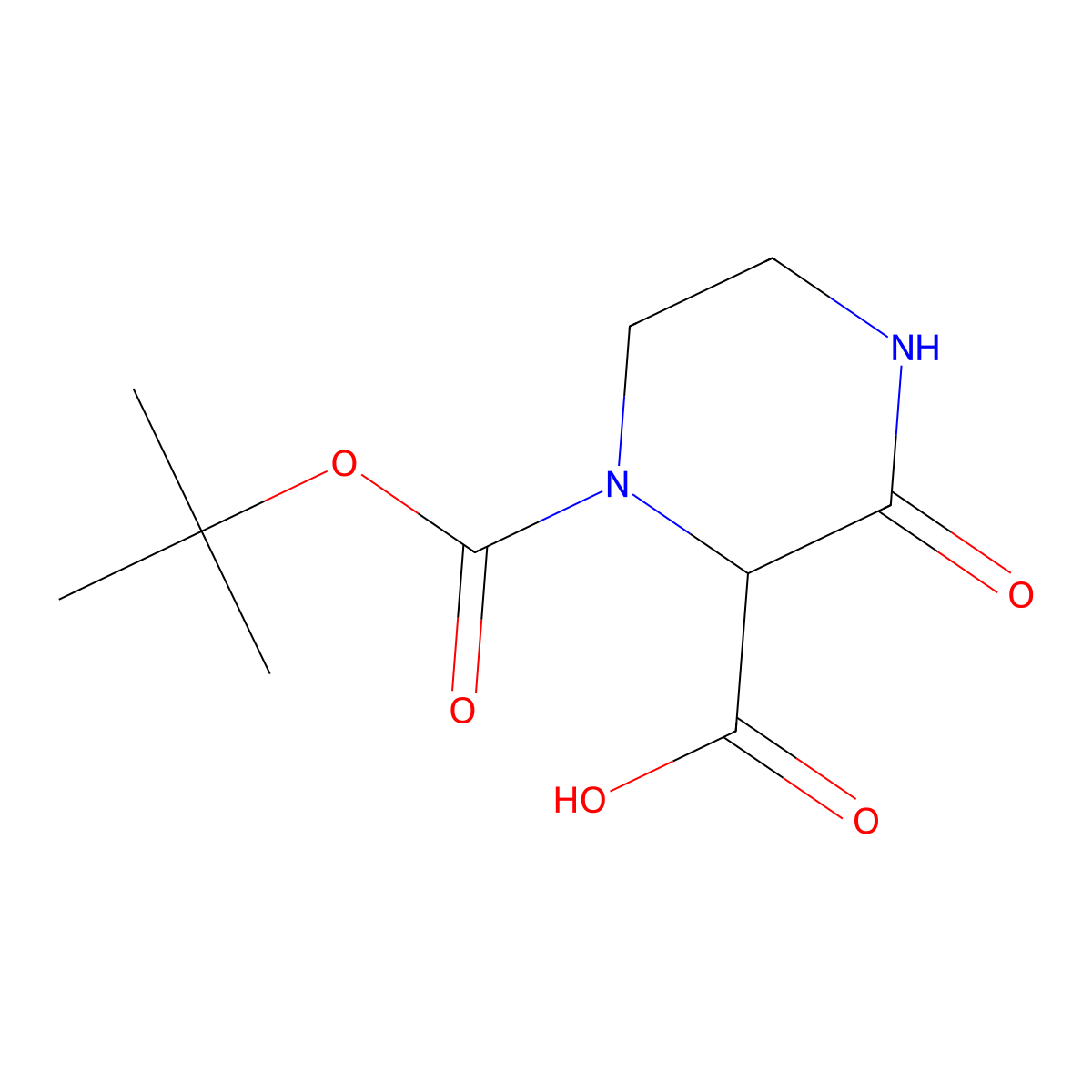 1-[(Tert-butoxy)carbonyl]-3-oxopiperazine-2-carboxylic acid molecular structure, CAS 737717-11-2