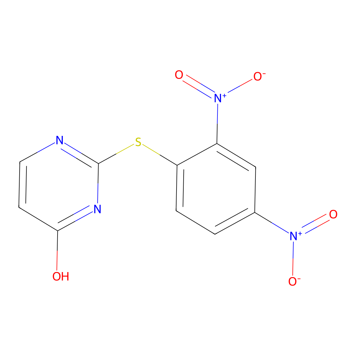 2-((2,4-Dinitrophenyl)thio)-4(3H)-pyrimidinone molecular structure, CAS 73773-48-5