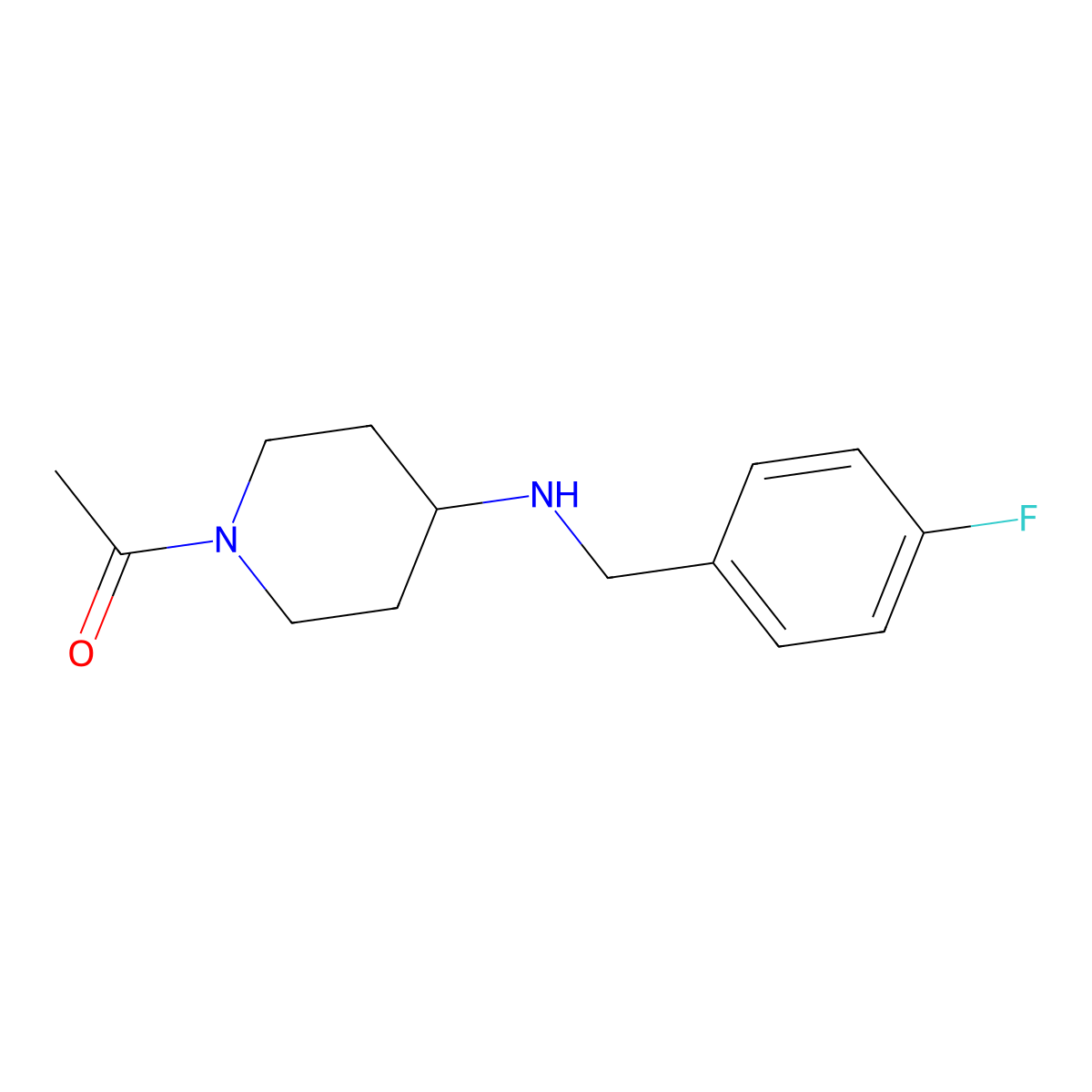 1-acetyl-N-(4-fluorobenzyl)piperidin-4-amine molecular structure, CAS 737745-65-2