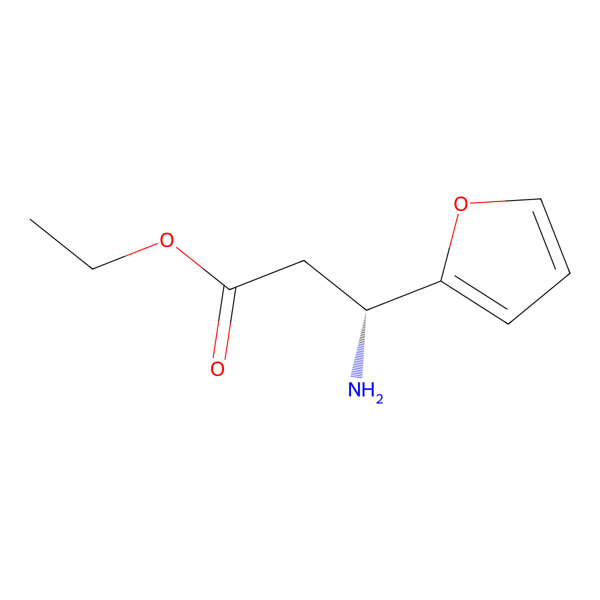 Ethyl (3R)-3-amino-3-(furan-2-YL)propanoate molecular structure, CAS 737752-26-0