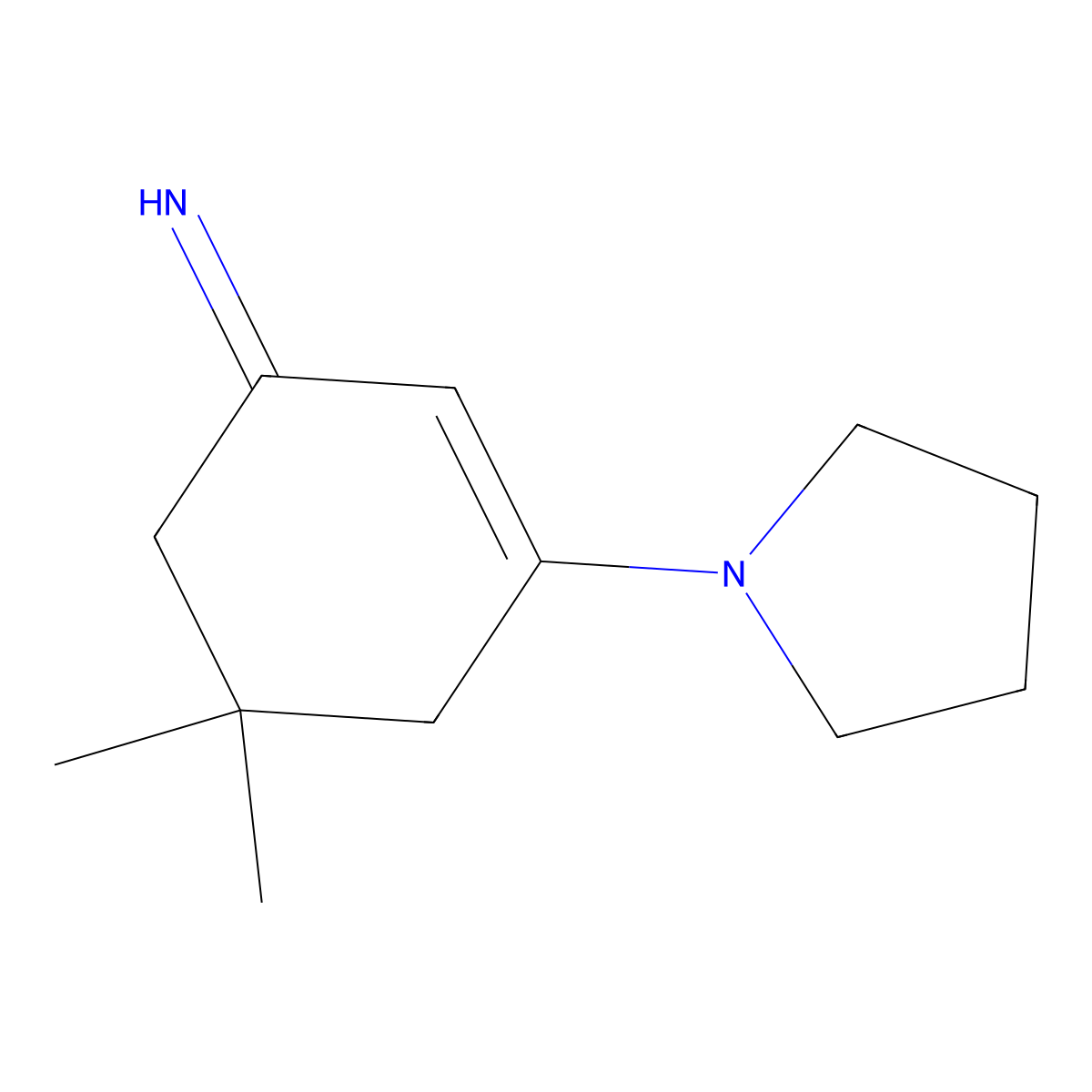 5,5-Dimethyl-3-pyrrolidin-1-yl-cyclohex-2-enylideneamine molecular structure, CAS 737752-34-0