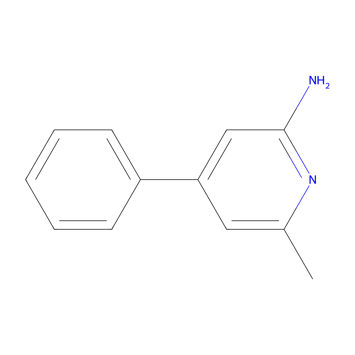2-Pyridinamine, 6-methyl-4-phenyl- molecular structure, CAS 73776-28-0