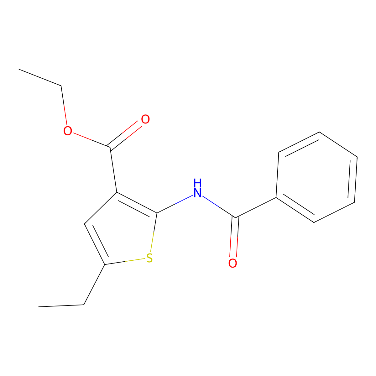 Ethyl 2-benzamido-5-ethylthiophene-3-carboxylate molecular structure, CAS 73776-32-6