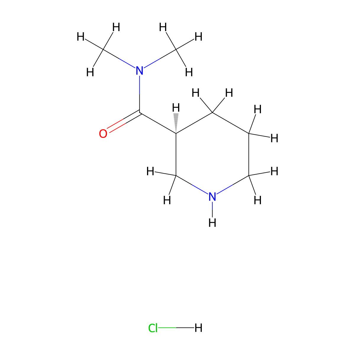 (S)-N,N-Dimethylpiperidine-3-carboxamide hydrochloride molecular structure, CAS 737760-99-5