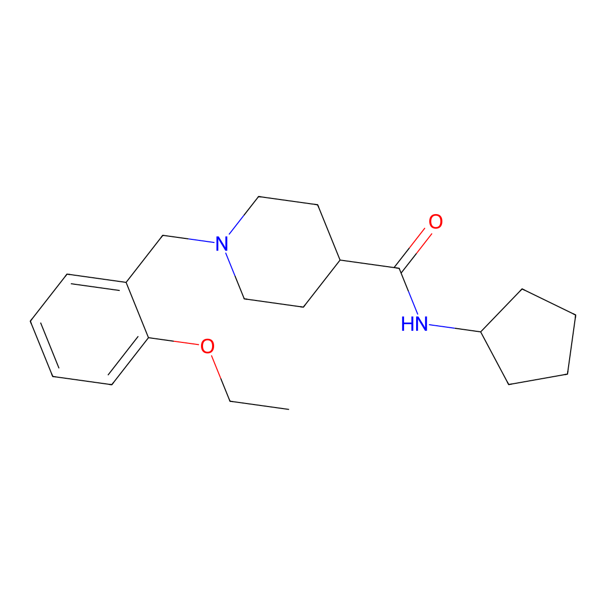 N-cyclopentyl-1-(2-ethoxybenzyl)piperidine-4-carboxamide molecular structure, CAS 737769-97-0